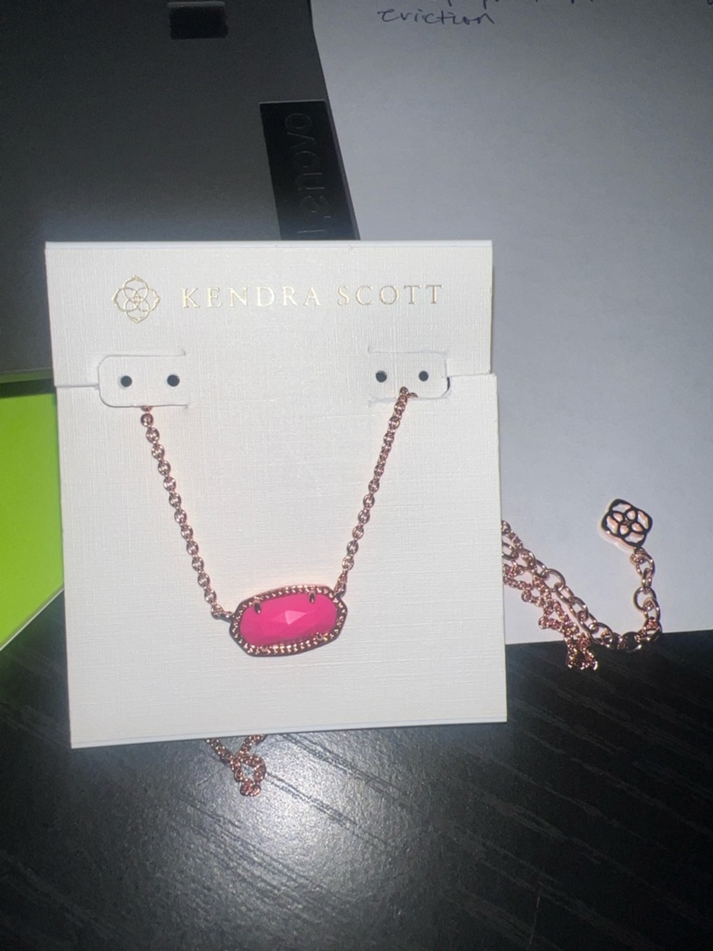 Kendra Scott Hot Pink Elle Pendant Necklace - Rose Gold Tone